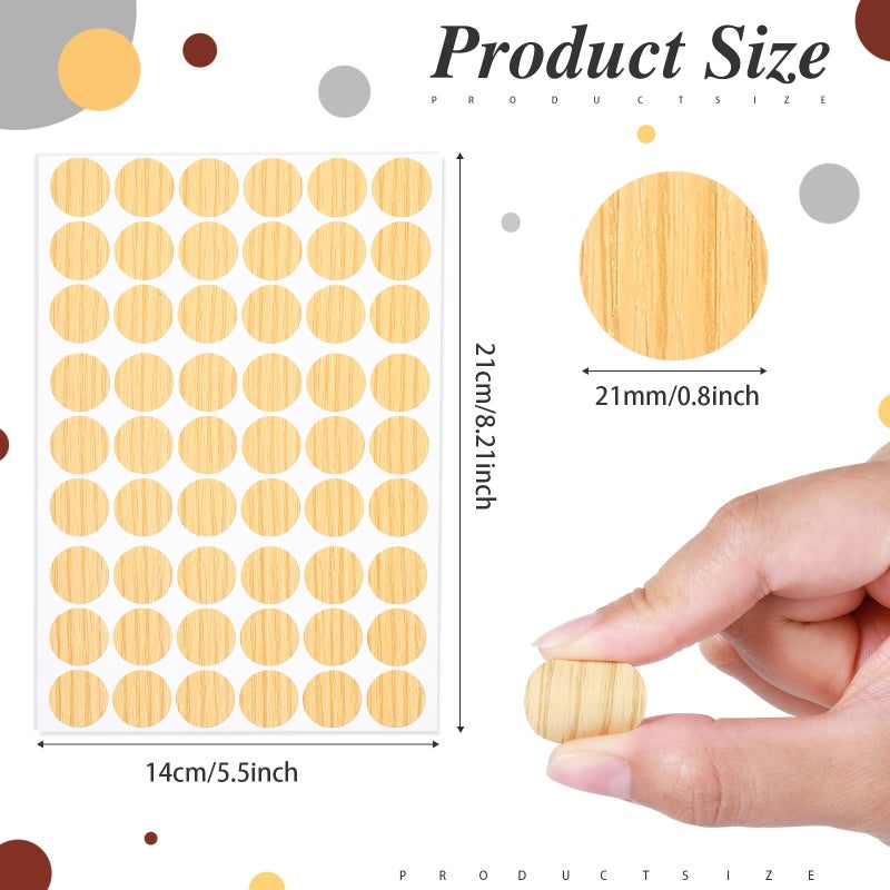 Epakh 864 Pieces Screw Covers Wood Stickers for Furniture, 0.83 Inch Screw Hole Stickers Waterproof PVC Cover Caps Adhesive Wood Grain Stickers for Screw Holes Wall Cabinets Bookcase Desk (Multi Color) - Image 2